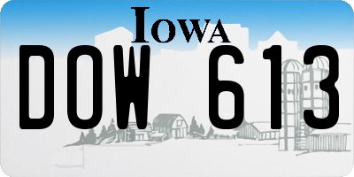 IA license plate DOW613