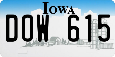 IA license plate DOW615