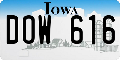 IA license plate DOW616