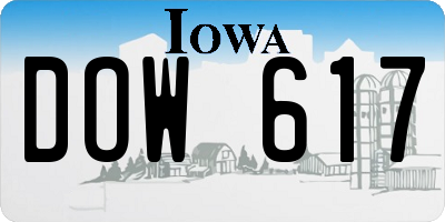 IA license plate DOW617