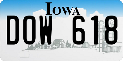 IA license plate DOW618
