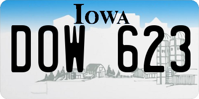 IA license plate DOW623