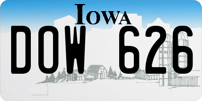 IA license plate DOW626