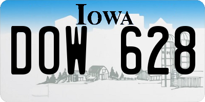 IA license plate DOW628