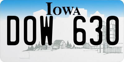 IA license plate DOW630