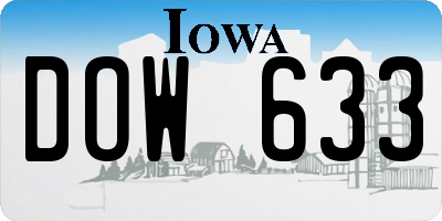 IA license plate DOW633