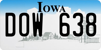 IA license plate DOW638