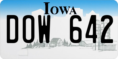IA license plate DOW642