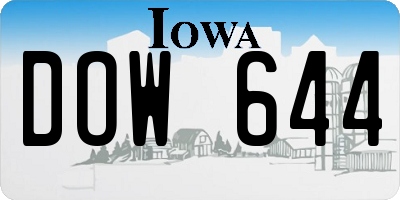 IA license plate DOW644