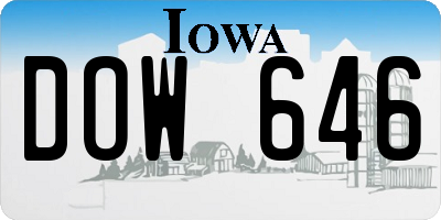IA license plate DOW646