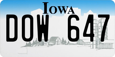 IA license plate DOW647
