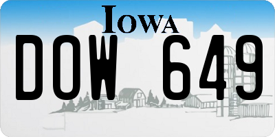 IA license plate DOW649