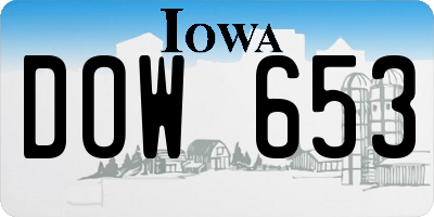 IA license plate DOW653