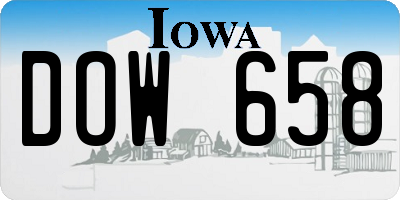 IA license plate DOW658