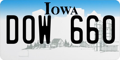 IA license plate DOW660