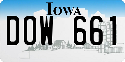 IA license plate DOW661