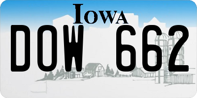 IA license plate DOW662