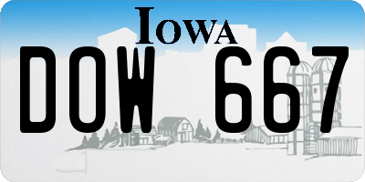 IA license plate DOW667
