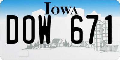 IA license plate DOW671