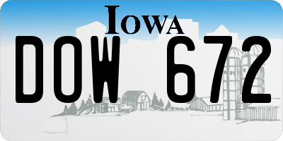 IA license plate DOW672