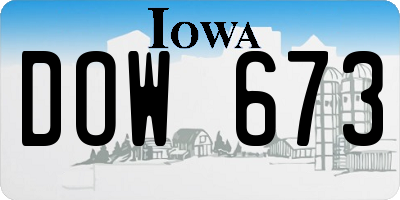 IA license plate DOW673