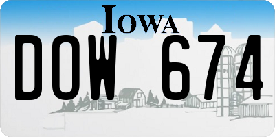 IA license plate DOW674