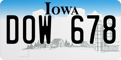 IA license plate DOW678