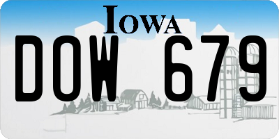IA license plate DOW679