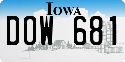 IA license plate DOW681