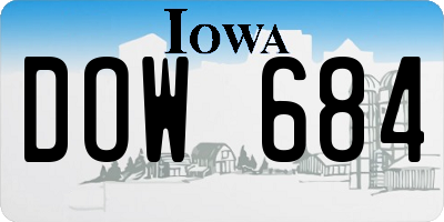 IA license plate DOW684