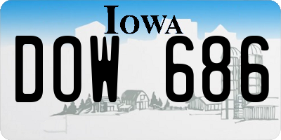 IA license plate DOW686