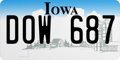 IA license plate DOW687