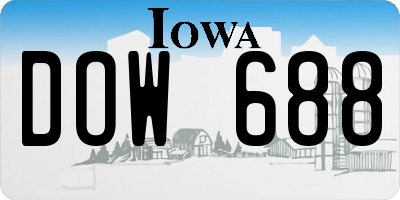 IA license plate DOW688