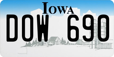 IA license plate DOW690
