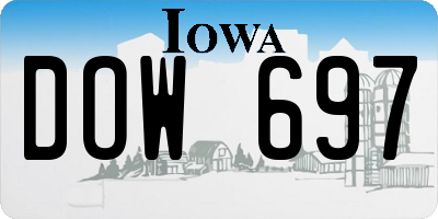 IA license plate DOW697