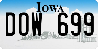 IA license plate DOW699