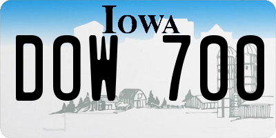IA license plate DOW700