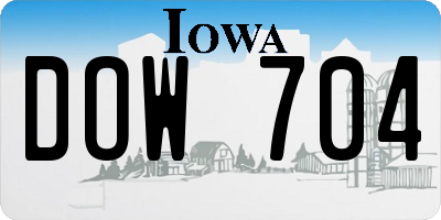 IA license plate DOW704
