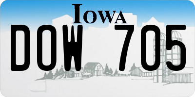 IA license plate DOW705