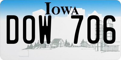 IA license plate DOW706