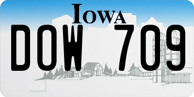 IA license plate DOW709