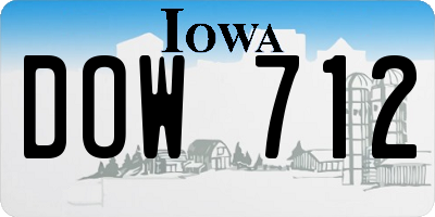 IA license plate DOW712