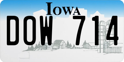 IA license plate DOW714