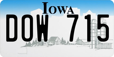 IA license plate DOW715