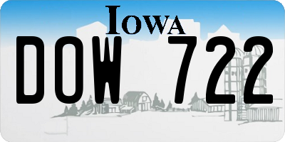 IA license plate DOW722