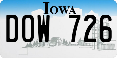 IA license plate DOW726