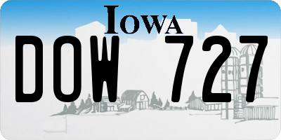 IA license plate DOW727