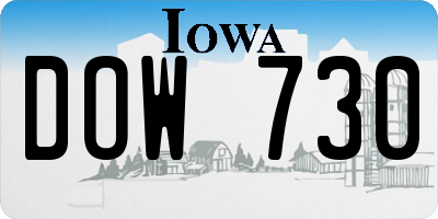 IA license plate DOW730