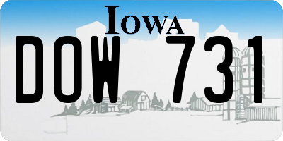 IA license plate DOW731