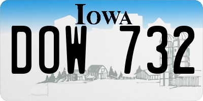 IA license plate DOW732